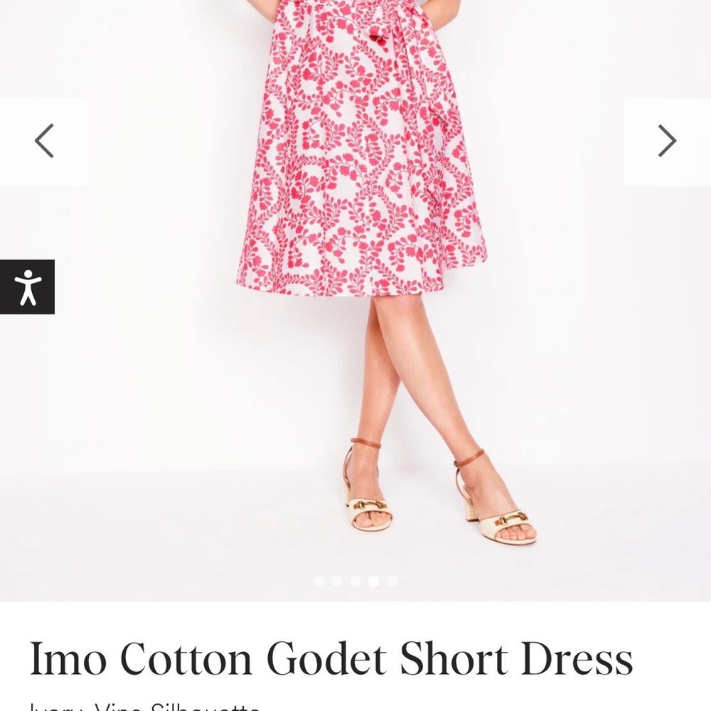 Boden Pink and White Patterned Midi Dress